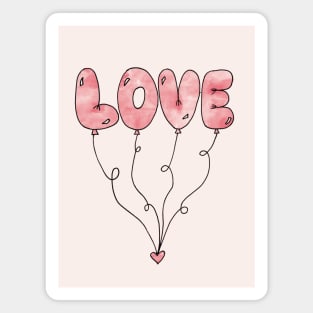 Love Valentine's Day Bubble Letter Balloons Magnet